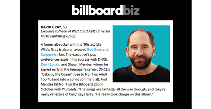 david gray a and r universal music publishin group billboard